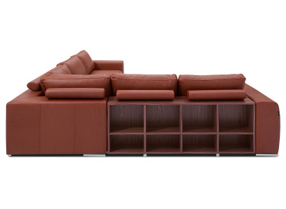 Stūra dīvāns ar atsevišķu plauktu