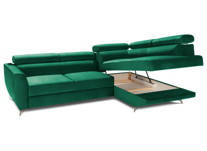 Stūra dīvāns ar uzglabāšanas vietu un gultas funkciju