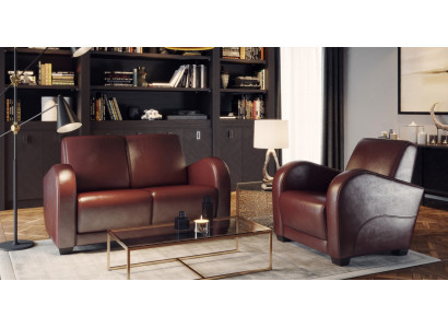 Mūsdienīga brūna ādas šaize 100 % itāļu viesistabai