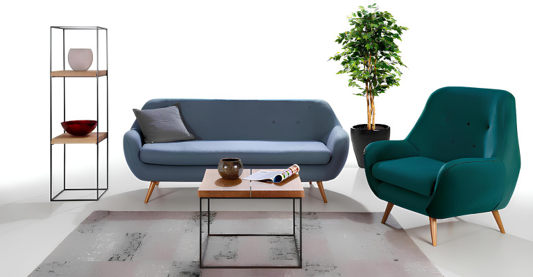 Mūsdienīgs auduma krēsls vienai personai televizora skatīšanai