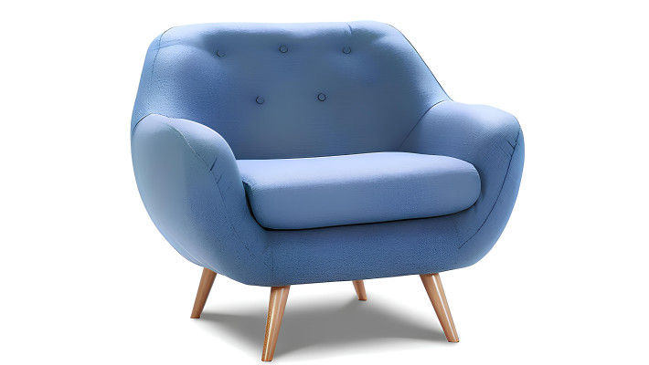 Mūsdienīgs divvietīgs Chesterfield dīvāns zila auduma