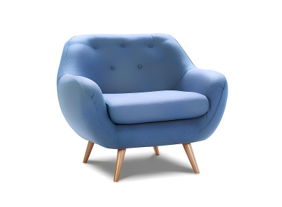 Mūsdienīgs divvietīgs Chesterfield dīvāns zila auduma