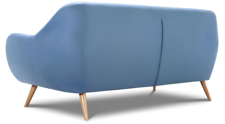 Mūsdienīgs divvietīgs Chesterfield dīvāns zila auduma