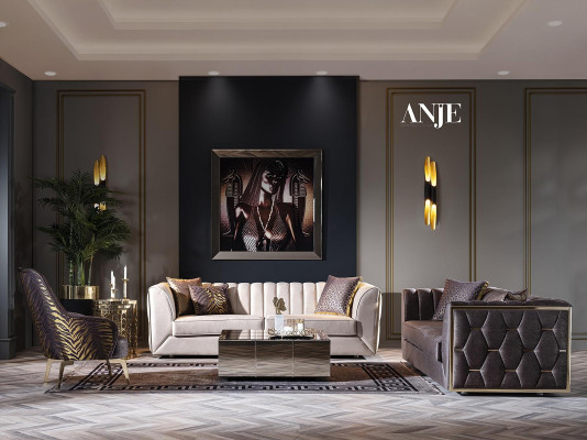 Balts trīsvietīgs dīvāns nerūsējošā tērauda tekstila mēbelēm viesistabā