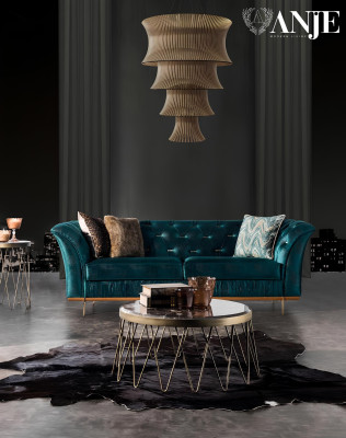 Mūsdienu luksusa tirkīza dīvāns viesistabai