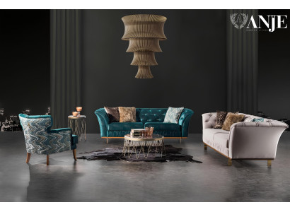 Luksusa auduma kanapeja mūsdienu sēdvietu grupai