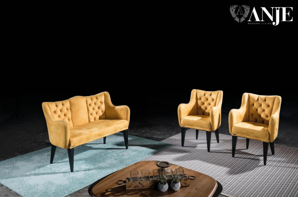 Modern luksusa oranžs divvietīgs dīvāns