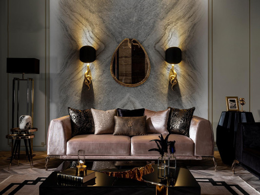 Mūsdienīgs luksusa melns kafijas galdiņš trīs daļās