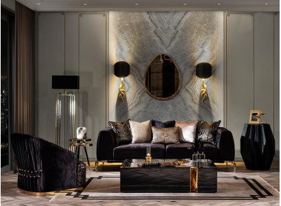 Mūsdienīgs luksusa melns kafijas galdiņš trīs daļās