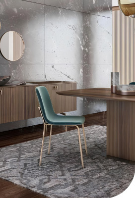 Mūsdienu ēdamistabas komplekts luksusa mēbelēm galds krēsli bufete