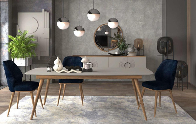 Mūsdienu 6 daļu ēdamistabas mēbeļu komplekts