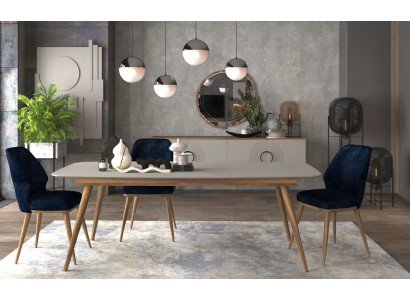 Mūsdienu 6 daļu ēdamistabas mēbeļu komplekts