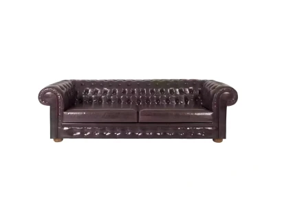 Elegants Chesterfield dīvāns no dabīgā koka trim cilvēkiem