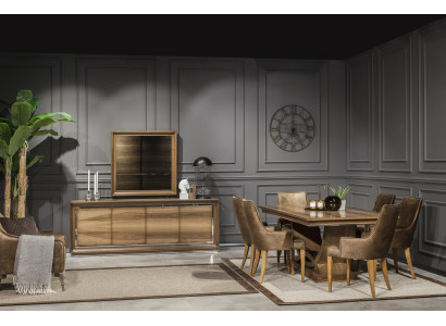 Luksusa sienas spogulis ar modernu brūnu rāmi