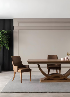 Luksusa ēdamistabas komplekts ar 4 krēsliem un regulējamu bufeti 5 daļās