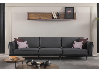 Itāļu stila mēbeles, pelēks dīvāns, spilveni, loft, 3 gabali