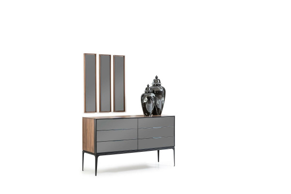 Praktiska melna kommode ar 139 cm uzglabāšanas vietu