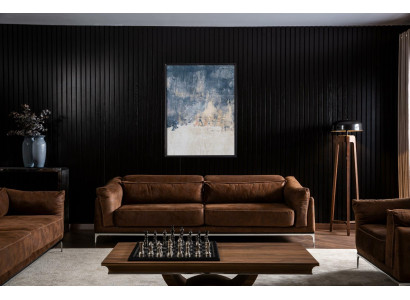 Mīkstā dīvāna 3 vietām brūnā samta