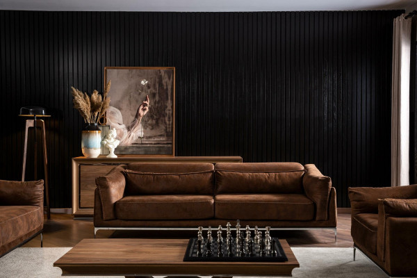 Mīkstā dīvāna 3 vietām brūnā samta