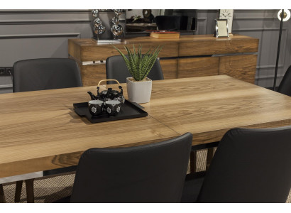 9 daļu ēdamistabas komplekts ar galdu, krēsliem un mēbelēm