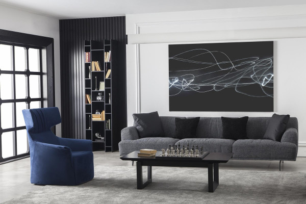 Pelēks dīvāns 4+1 vietām ar noņemamiem spilveniem, 3 daļas