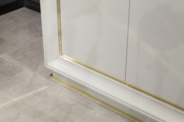 Balta zelta guļamistabas mēbeļu komplekts 4 gabali nakts galds