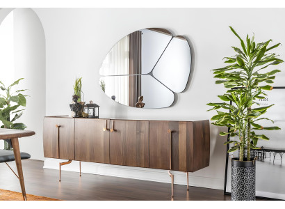 Brūna koka mobilā spoguļu skapīša komplekts 2 gabali