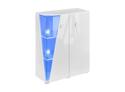 Mūsdienu balta TV vienība ar vitrīnu