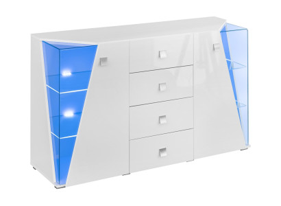 Luksusa balta skapja ar 2 vitrīnām modernam salonam