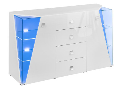 Luksusa balta skapja ar 2 vitrīnām modernam salonam