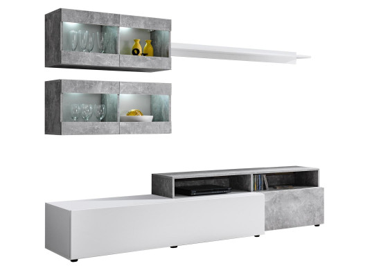 Luksusa mūsdienu pelēka viesistabas sienas TV vienība