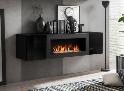 Luksusa viesistabas mēbeļu sienas skapja dizains ar kamīnu