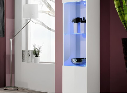 Balts piekārts izstādes skapis luksusa koks viesistabas dekorēšanai