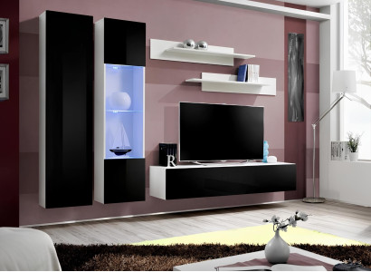 Moderns 5 daļu viesistabas komplekts ar TV statīvu un plauktu