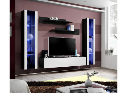 Moderns koka TV sienas stiprinājums, mūsdienu stila viesistabas mēbeļu plaukti