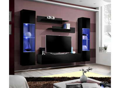 Mūsdienu televizora mēbeles ar dizaina plauktiem 5 daļās