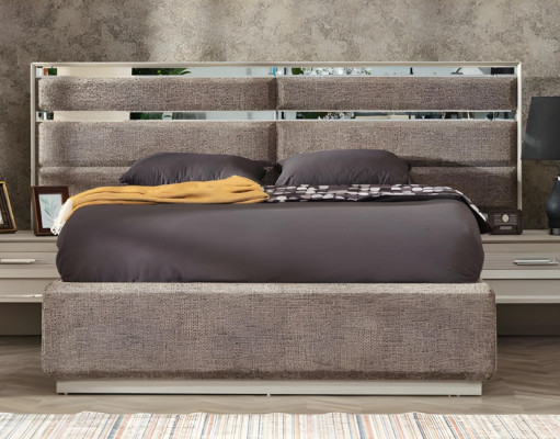 Modernas luksusa pelēkas dizaina laulību gultas istabas mēbeles