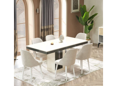 Luksusa ēdamistabas mēbeļu komplekts ar ēdamgaldu un 6 krēsliem