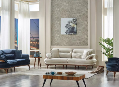 3 daļu viesistabas dīvānu komplekts audumā 2x mūsdienīgi 3 sēdvietu dīvāni atzveltne grezna mēbele