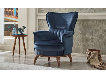 Mūsdienu zils atzveltnes krēsls dizaina viesistabai luksusa polsterēta mēbele