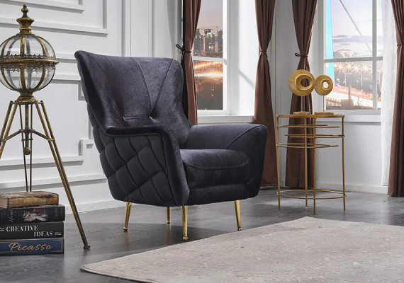 Pelēks auduma atzveltnes krēsls luksusa dizains mīkstās mēbeles viesistabai