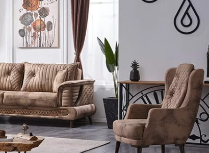 Bežs 3-vietīgs dīvāns dzīvojamai istabai modernā luksusa audumā