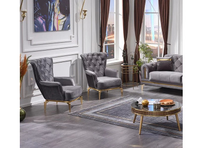 Česterfīlda krēsls 2x luksusa auduma polsterēts mēbeļu krēsls viesistabai