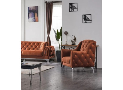 Brūns luksusa krēsls polsterēta mēbele viesistabai Česterfīlda krēsls