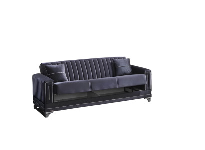 Mūsdienīgs 3-vietīgs dīvāns viesistabai pelēkā audumā