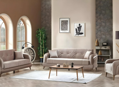 Dzīvojamās istabas dīvānu komplekts 3+3+1 moderns pilns dīvāns