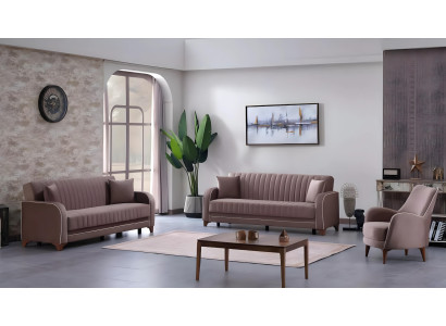 Pilns dīvānu komplekts viesistabai 3+3+1 sēdvietas audumā