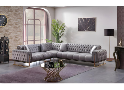 Pelēks modulārs L formas dīvāns