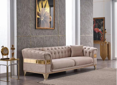 Česterfīlda dizaina dīvāns 3-vietīgs luksusa polsterēts mēbeļu bežs Česterfīlda dizaina dīvāns 3-vietīgs luksusa polsterēts mēbeļu bežs