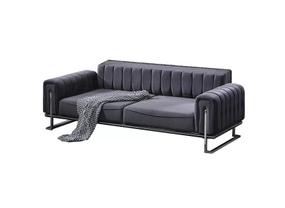 Luksusa pelēks Česterfīldas dīvāns trīs vietām viesistabai